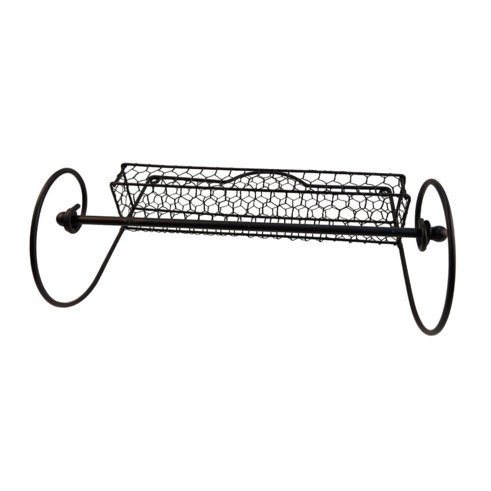 Black Metal Wire Wall-Mounted Shelf & Paper Towel Holder With Decorative Chicken - Picture 3 of 8